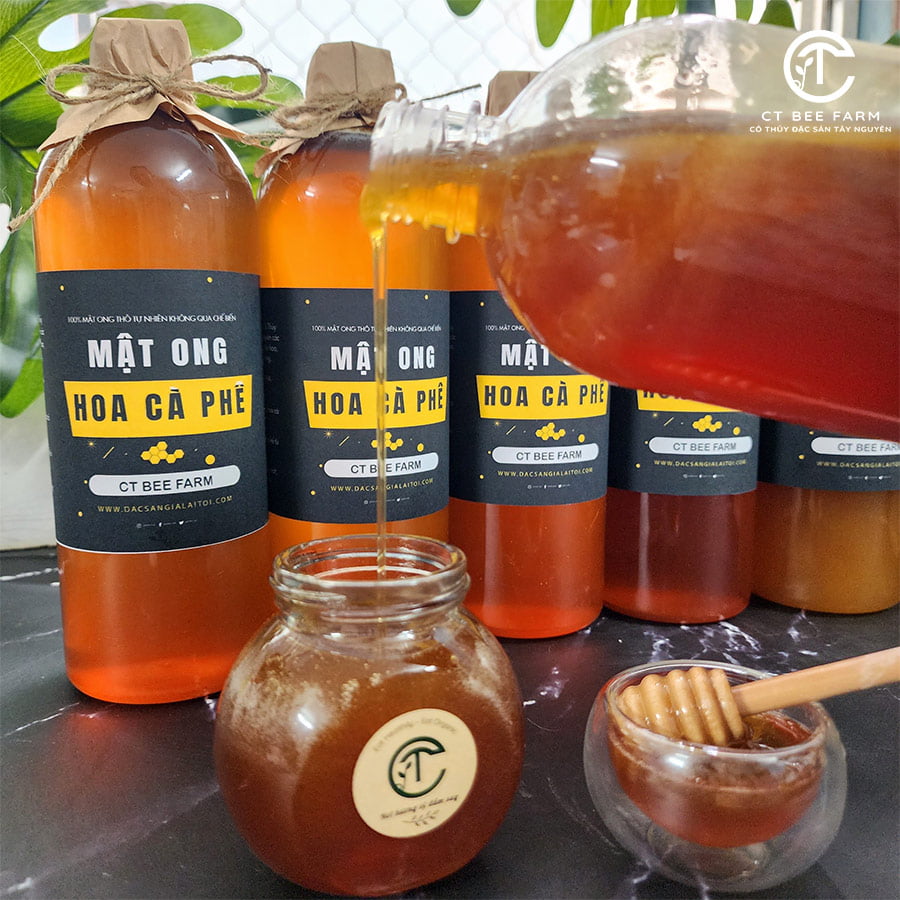 Mật ong hoa cà phê CT Bee là sản phẩm thô tự nhiên, chất lượng tốt hơn mật ong siêu thị