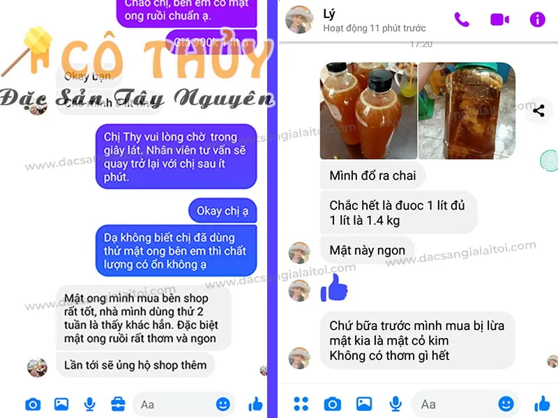 Feedback của khách hàng mua mật ong rừng Tây Nguyên Cô Thủy