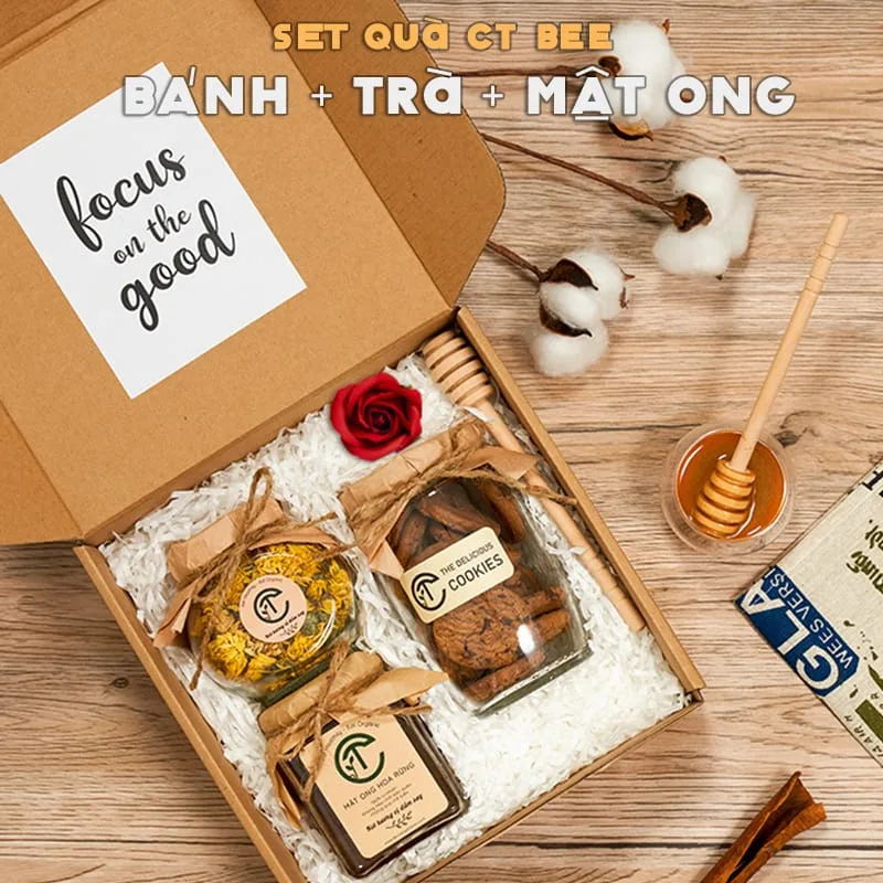 Set Quà Trà Bánh Mật Ong Cookies/Biscotti Socola CTG317 Set Quà Trà Bánh Mật Ong Cookies/Biscotti Socola CTG317