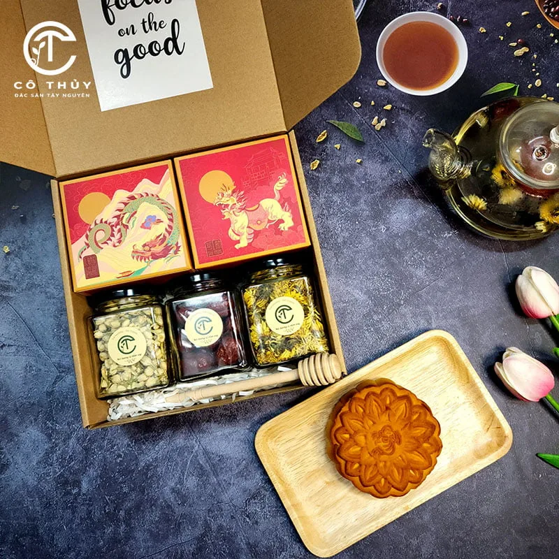 Set bánh trung thu + trà thảo mộc 