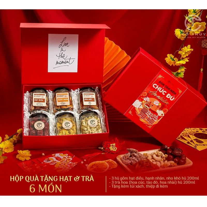 Set quà tặng tết 2026 - Hạt dinh dưỡng và trà hoa thảo mộc CTG329 Set quà tặng tết 2026 - Hạt dinh dưỡng và trà hoa thảo mộc CTG329