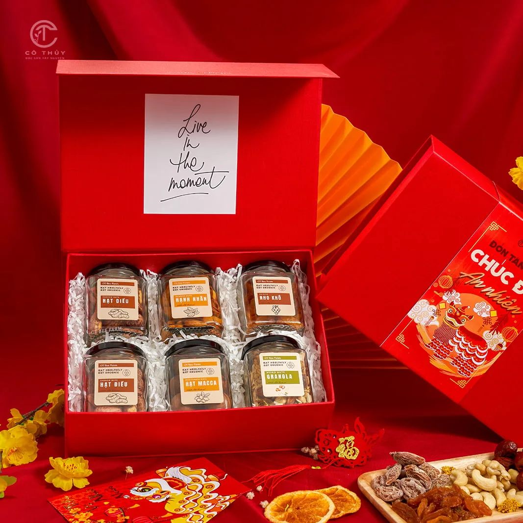 Hộp quà tết G329-2 gồm 6 loại hạt dinh dưỡng