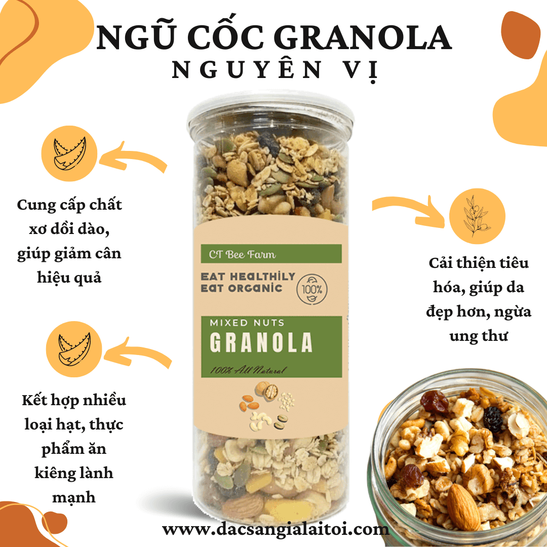 Ngũ cốc Granola nguyên vị mix hạt và yến mạch
