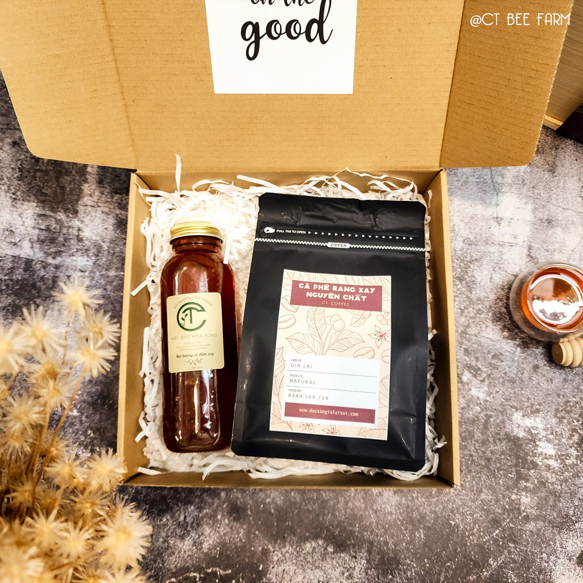 Set quà tặng cà phê và mật ong - mẫu hộp Kraft
