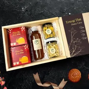 Hộp quà Bánh Trung Thu 2025 CTG346 [HỘP GỖ THÔNG SANG TRỌNG]