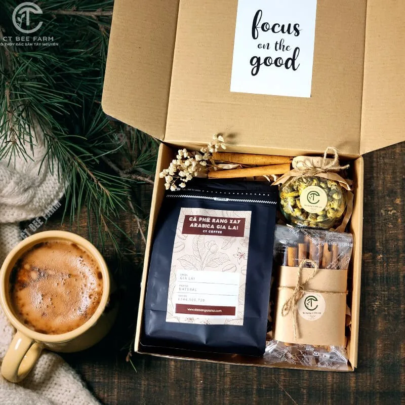 Set quà giáng sinh trà hoa và cà phê, quế thanh