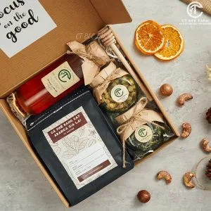 {} Set quà tặng Cà phê Đặc Sản Việt (Mix mật ong, trà thảo mộc & tim sen) CTG349