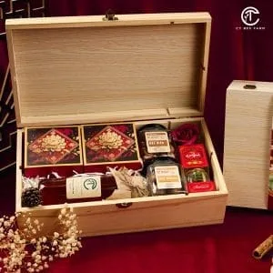 Set quà tặng Saffron nhụy hoa nghệ tây mật ong hộp gỗ cao cấp CTG391