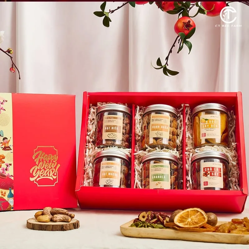 set quà tết hạt dinh dưỡng và trái cây sấy CTG329 - 3 set quà tết hạt dinh dưỡng và trái cây sấy CTG329 - 3