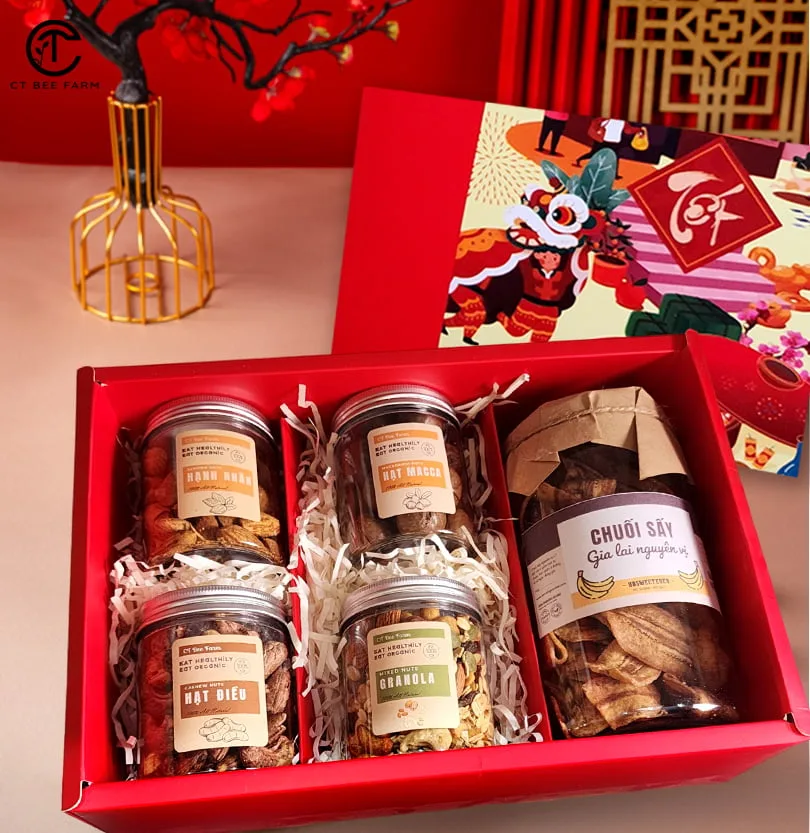 Set quà tặng tết 2026, Hạt dinh dưỡng & Chuối sấy CTG370 Set quà tặng tết 2026, Hạt dinh dưỡng & Chuối sấy CTG370
