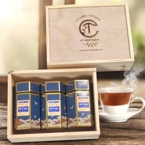 Set trà ô long Bảo Lộc, hộp gỗ cao cấp CTG397