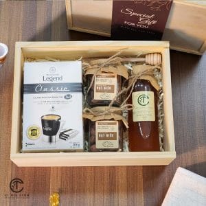 Hộp quà cà phê hòa tan Trung Nguyên CTG399 - Hộp gỗ biếu tặng cao cấp
