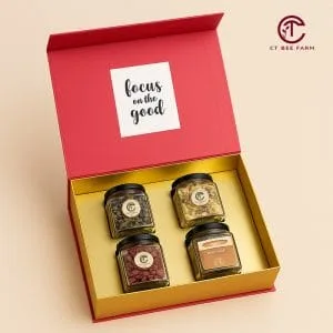 Hộp quà biếu sang trọng trà hoa, kỷ tử, nho khô CTG334