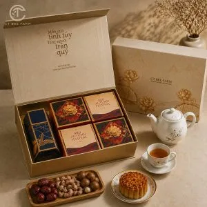 .Set quà trung thu 2026 Hoàng Kim (Trà Ô Long & Bánh Trung Thu) CTG415